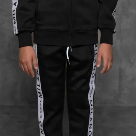 Milano Di Rouge Black Tracksuit With Side Stripes Kids Xs 5 Nwot